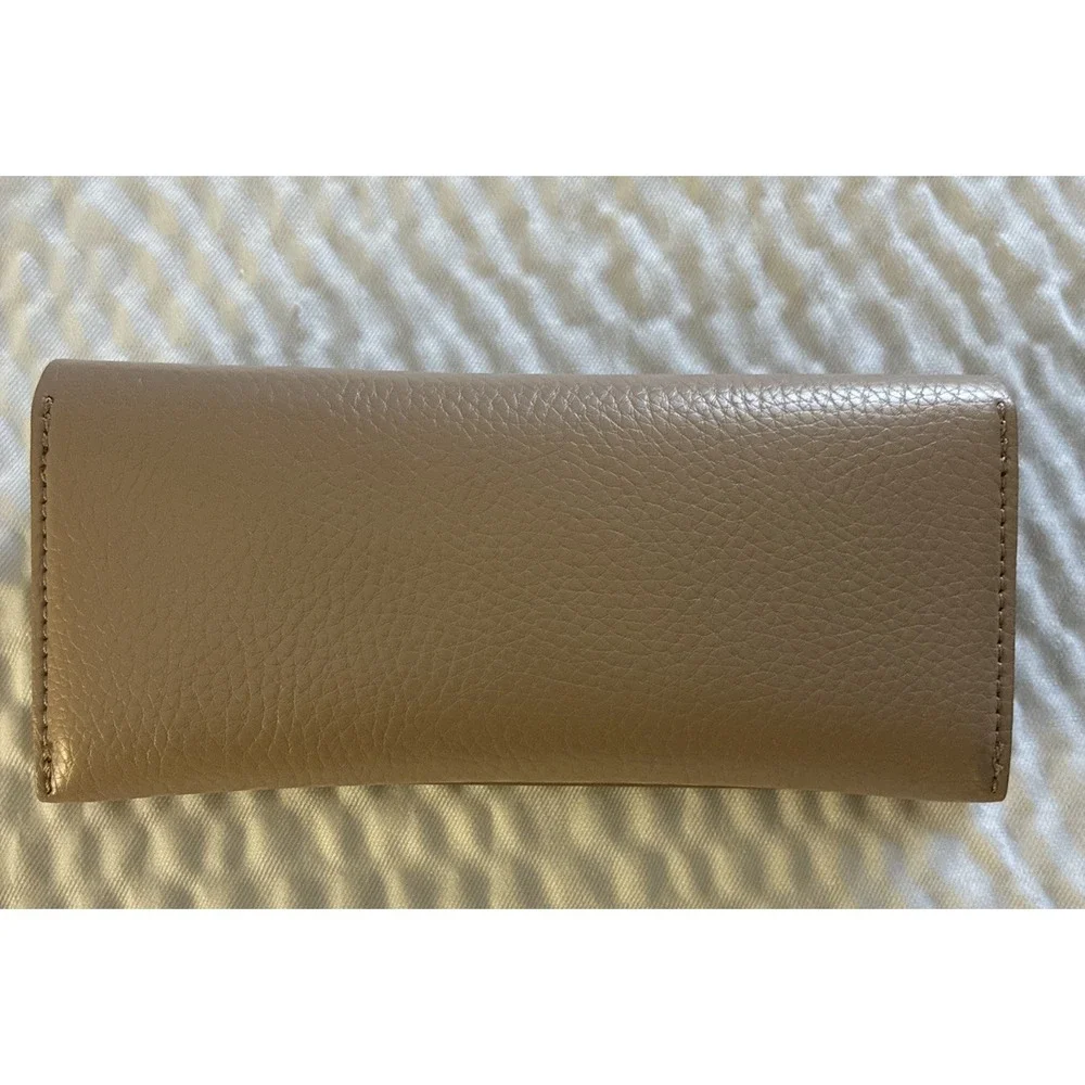 AUTHENTIC MAX MARA EYEGLASS / SUNGLASS CASE - TAN Semi Hard Pebbles Leather Case